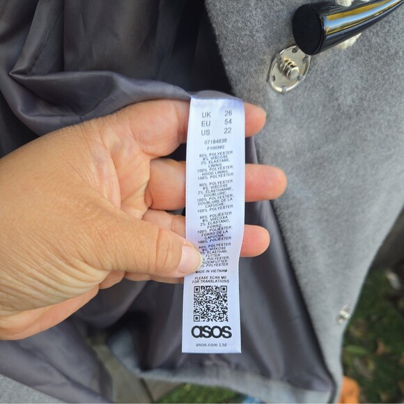 ASOS Skirted Duffle Coat Swing Jacket Hooded Toggle Women's Plus Size 22 Gray - Picture 6 of 7